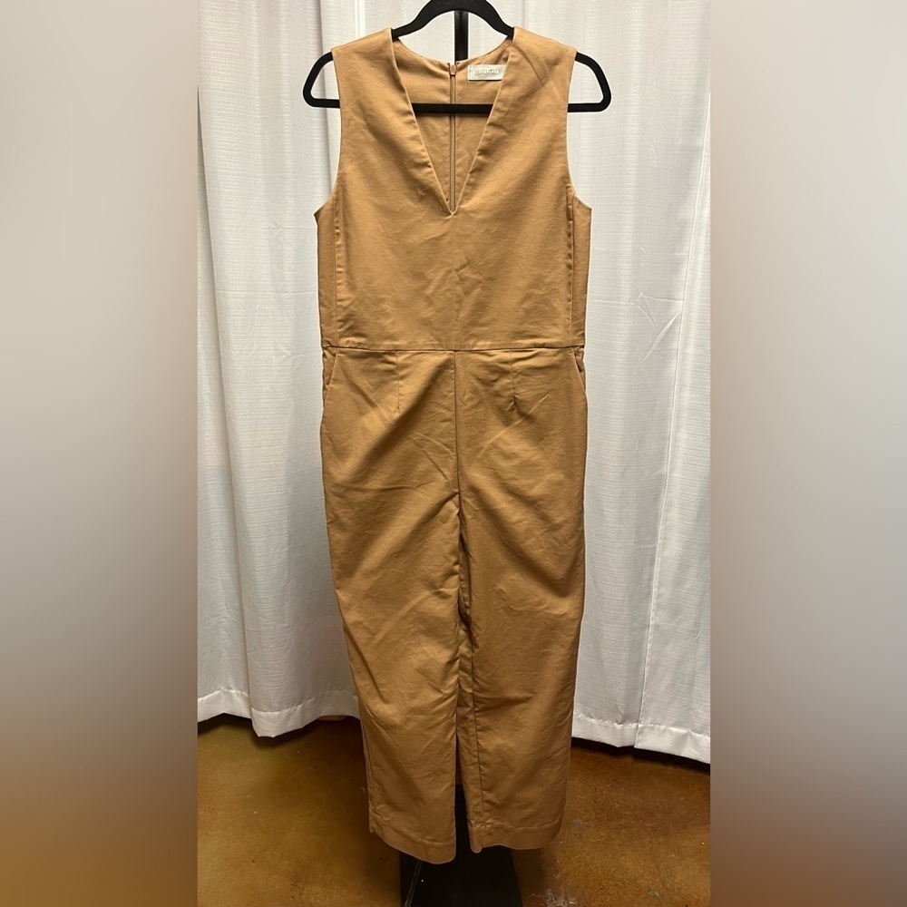 Everlane Structured Cotton Jumpsuit Toasted Coconut Sleeveless Effortless | 4